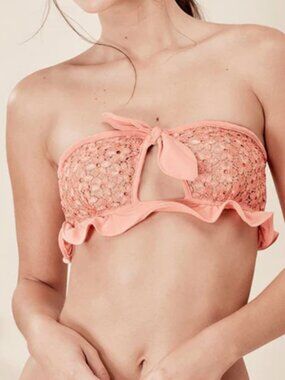 For Love and Lemons Alicante Lace Bandeau Floral Bikini Top XS